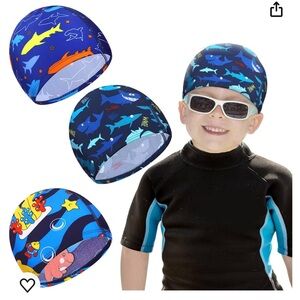 Kids Swim Caps 3 Pieces Bathing Swimming Hats